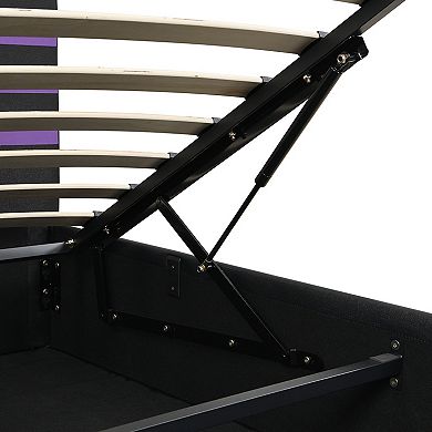 Pnronnc Queen Cyberpunk Aesthetics Esports Design Gaming Bed Hydraulic Storage Platform Bed Frame