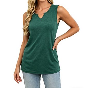 Womens V Neck Sleeveless Tank Tops Casual Summer T Shirts Loose Fit Basic Tops
