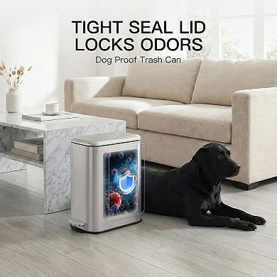 ANIXOL Stainless Steel Trash Can with Removable Bucket，Foot Pedal