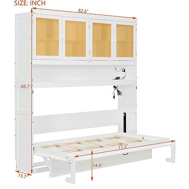 Pnronnc Twin Size Murphy Bed Seamless Space-Saving Foldable Bed Built-in Tech Hub, USB and Lighting