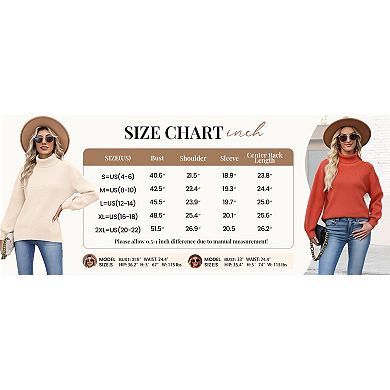Zeagoo Women's Turtleneck Sweater, Fall Winter Chunky Knit, Casual Side Slit Pullover Jumper Top