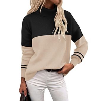 Zeagoo Women's Turtleneck Sweater, Fall Winter Chunky Knit, Casual Side Slit Pullover Jumper Top