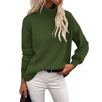 Zeagoo Women's Turtleneck Sweater, Fall Winter Chunky Knit, Casual Side Slit Pullover Jumper Top