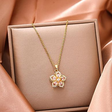 Rotating Flower Charm Necklace