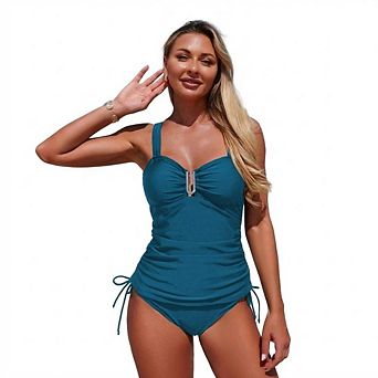 Women's Swimsuit Tankini Bathing Suits Two Piece Full Coverage Slim Swim Suits and Bottom