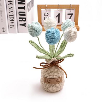 Crocheted Tulips Hand-woven Potted Table Decoration Gift