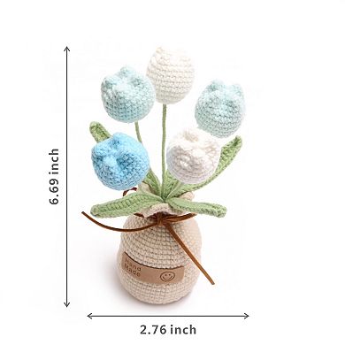 Crocheted Tulips Hand-woven Potted Table Decoration Gift