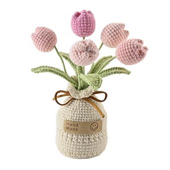 Crocheted Tulips Hand-woven Potted Table Decoration Gift