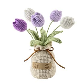 Crocheted Tulips Hand-woven Potted Table Decoration Gift