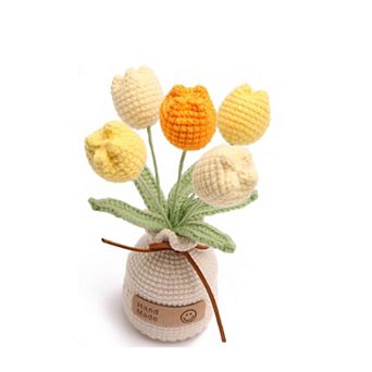 Crocheted Tulips Hand-woven Potted Table Decoration Gift