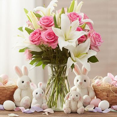Oriental Lily Rose Bouquet Vase Gift
