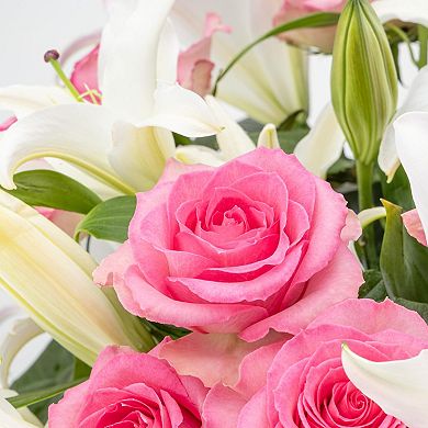 Oriental Lily Rose Bouquet Vase Gift