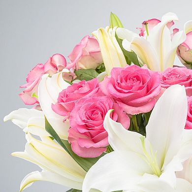 Oriental Lily Rose Bouquet Vase Gift