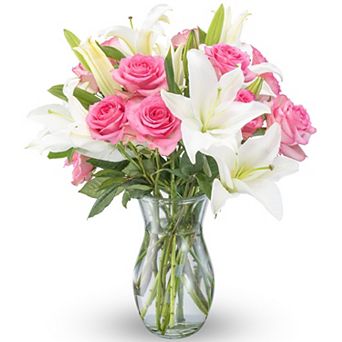 Oriental Lily Rose Bouquet Vase Gift