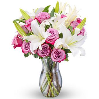 Oriental Lily Rose Bouquet Vase Gift