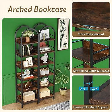Tall Slim Corner Bookcase with Metal Frame and Adjustable Feet for Books and Décor