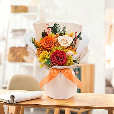 Preserved Orange Rose Bouquet Gift Box for Women