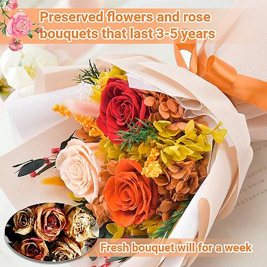 Preserved Orange Rose Bouquet Gift Box for Women