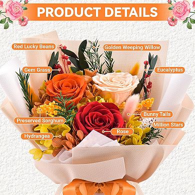 Preserved Orange Rose Bouquet Gift Box for Women