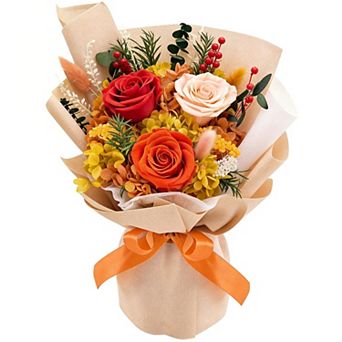 Preserved Orange Rose Bouquet Gift Box for Women