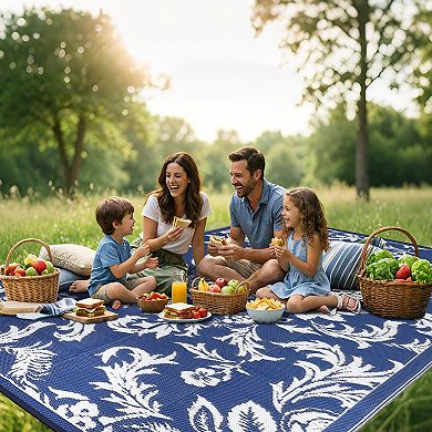 Reversible Waterproof Outdoor Rug Foldable Modern Plastic Straw Mat for Patio, Deck, Backyard