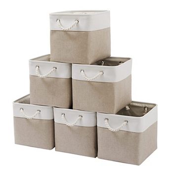 Cube Storage Bins Collapsible Fabric Organizer Ropes 11 X 11 6 pc