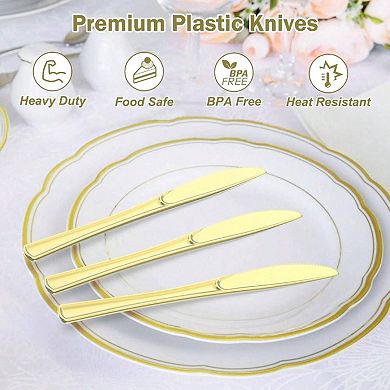 Heavy Duty Gold Plastic Knives, BPA-Free, Heat Resistant, 100 Count