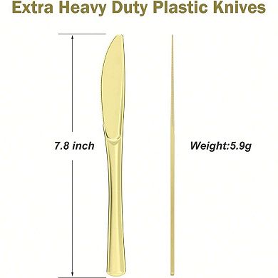 Heavy Duty Gold Plastic Knives, BPA-Free, Heat Resistant, 100 Count