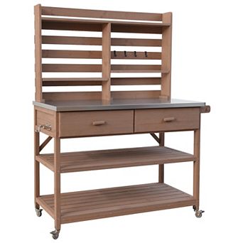 Pnronnc Heavy Duty Storage Organizer Shelves Outdoor Potting Bench Table Kitchen Island Prep Table