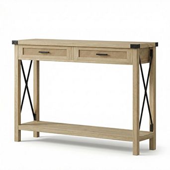 ANIXOL Farmhouse Console Table with 2 Drawers，With Drawers，Metal Frame