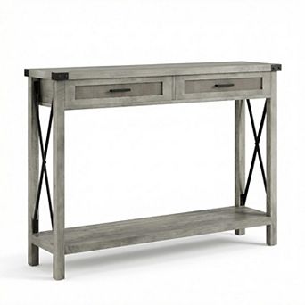ANIXOL Farmhouse Console Table with 2 Drawers，With Drawers，Metal Frame