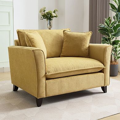 Trikiousd Oversized Armchair Chenille Fabric, Comfy Chair and a Half Single Sofa with Pillow