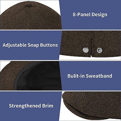 Men's Tweed Newsboy Cap Adjustable Winter Flat Hat