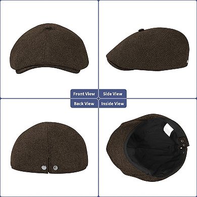 Men's Tweed Newsboy Cap Adjustable Winter Flat Hat