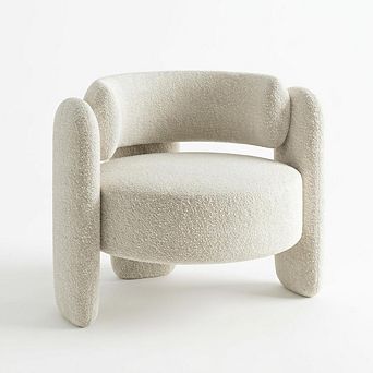 Modern Chenille Accent Chair, Mid-Century Upholstered Living Room Chair