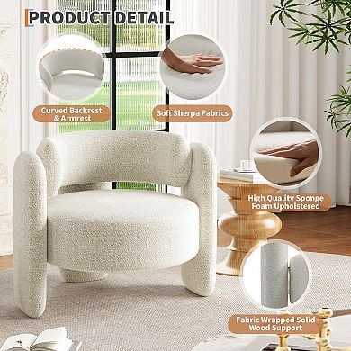 Modern Chenille Accent Chair, Mid-Century Upholstered Living Room Chair