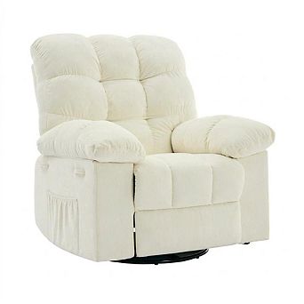 360 Swivel Rocking Recliner Chair Overstuffed Breathable Fabric Single Sofa