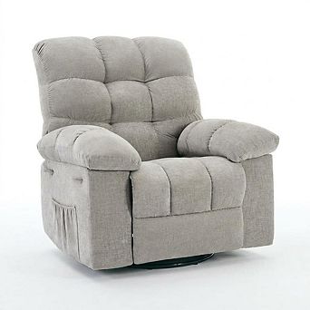 360 Swivel Rocking Recliner Chair Overstuffed Breathable Fabric Single Sofa