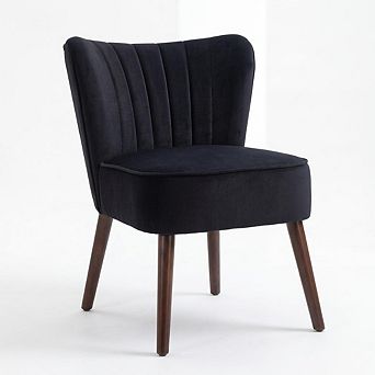 Modern Velvet Accent Chair, Soft Upholstered Living Room Chair with Wooden Legs