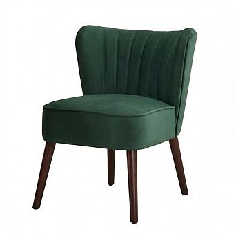Modern Velvet Accent Chair, Soft Upholstered Living Room Chair with Wooden Legs
