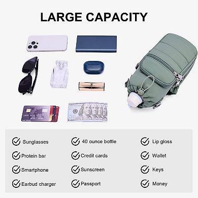Water Bottle Bag Crossbody Insulated Holder Adjustable Strap