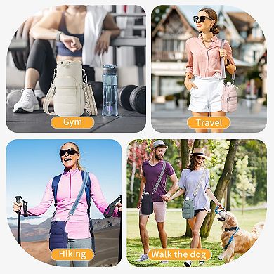 Water Bottle Bag Crossbody Insulated Holder Adjustable Strap