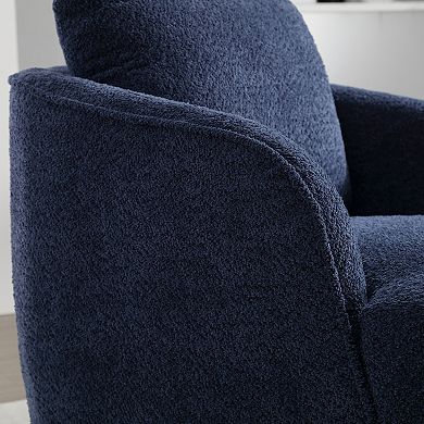 Trikiousd Boucle Upholstered Swivel Accent Barrel Chair Comfy Round Accent Single Sofa Chair