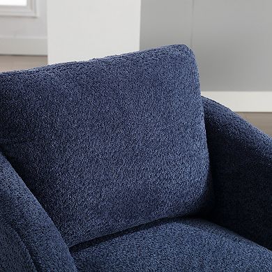 Trikiousd Boucle Upholstered Swivel Accent Barrel Chair Comfy Round Accent Single Sofa Chair