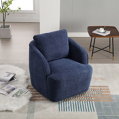 Trikiousd Boucle Upholstered Swivel Accent Barrel Chair Comfy Round Accent Single Sofa Chair