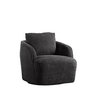 Trikiousd Boucle Upholstered Swivel Accent Barrel Chair Comfy Round Accent Single Sofa Chair