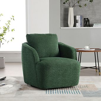 Trikiousd Boucle Upholstered Swivel Accent Barrel Chair Comfy Round Accent Single Sofa Chair
