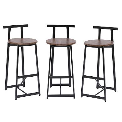 Pnronnc Bar Stools Metal Counter Barstools Kitchen Island Bar Chairs with Footstool, Set of 3