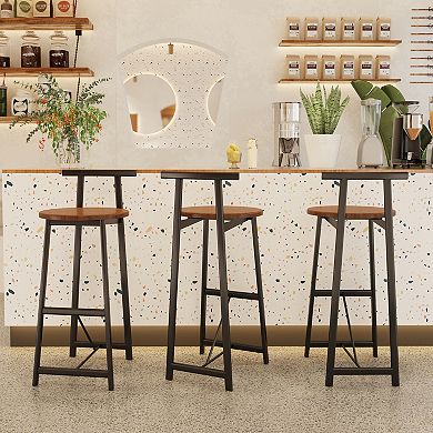 Pnronnc Bar Stools Metal Counter Barstools Kitchen Island Bar Chairs with Footstool, Set of 3