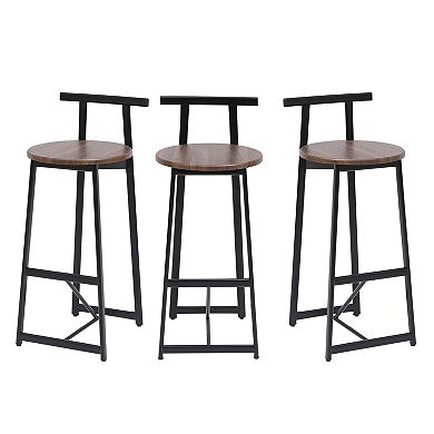 Pnronnc Bar Stools Metal Counter Barstools Kitchen Island Bar Chairs with Footstool, Set of 3